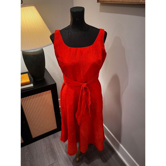 Coldwater Creek Silk Burnt Orange Sleeveless Midi Western Style Dress Size 10 - Picture 1 of 15